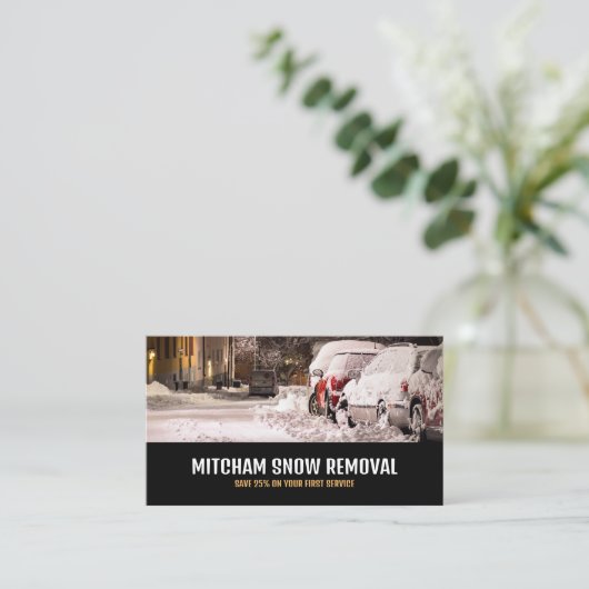 Straatscène, Sneeuwverwijderingsbedrijf Adverteren Visitekaartje (Staand voorkant)