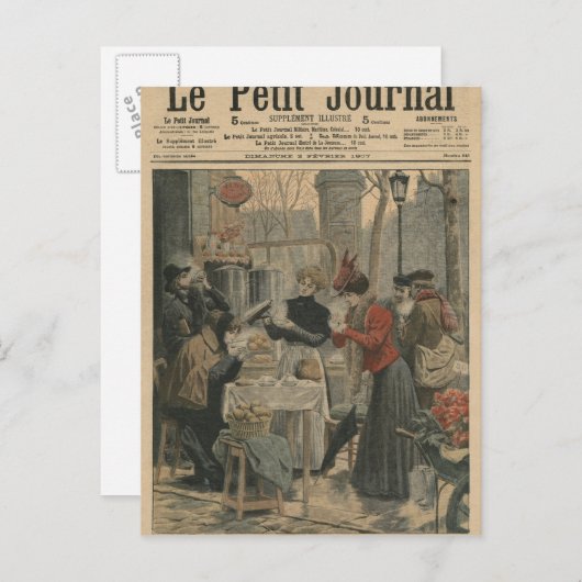 Straatscènes van het ontbijt in Parijs in de open  Briefkaart (Voorkant / Achterkant)