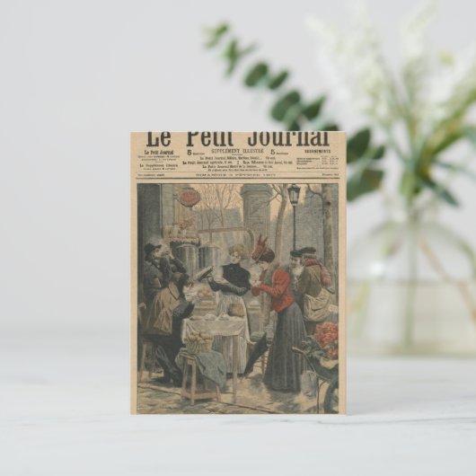 Straatscènes van het ontbijt in Parijs in de open  Briefkaart (Staand voorkant)