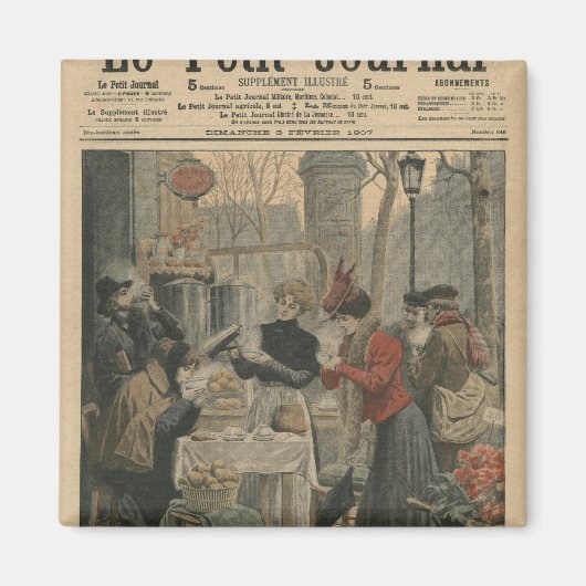 Straatscènes van het ontbijt in Parijs in de open  Magneet (Voorkant)