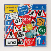 Straatsignalen met glimlach Sun Legpuzzel (Verticaal)