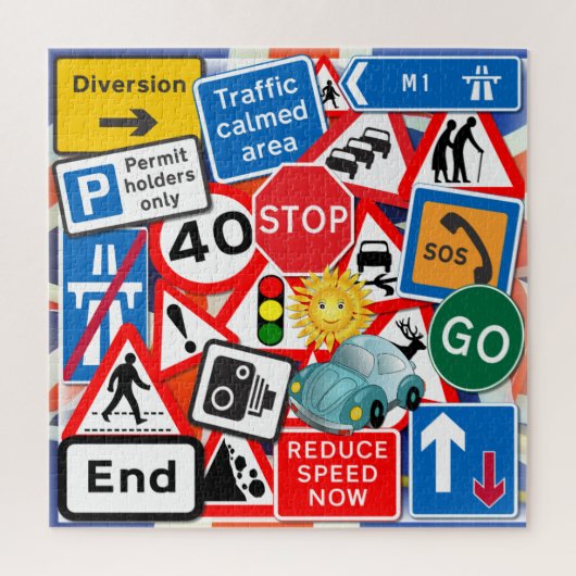 Straatsignalen met glimlach Sun Legpuzzel (Verticaal)