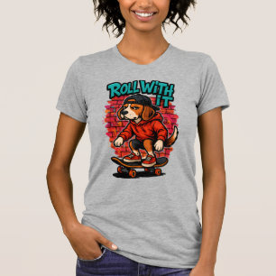 Straatstijl Beagle Skateboarden Graffiti Kunst T-shirt