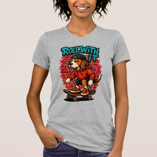Straatstijl Beagle Skateboarden Graffiti Kunst T-shirt (Voorkant)