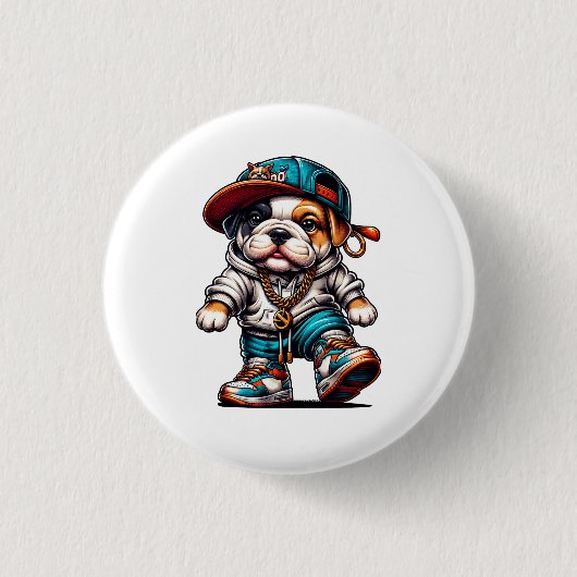 Straatstijl Bulldog Badge Ronde Button 3,2 Cm (Voorkant)