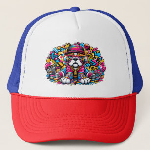 Straatstijl Bulldog Graffiti Achtergrond Trucker Pet