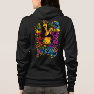 Straatstijl getatoeëerde skateboarder vrouw hoodie