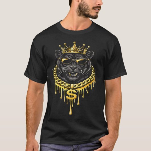 Straatstijl Panter Drip King T-shirt (Voorkant)