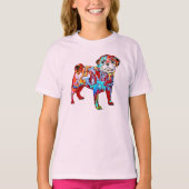 Straatstijl pug hond t-shirt (Voorkant)