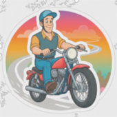 🏍️ Straattcartoonrijder Motorfiets Bewegingskunst Sticker (Voorkant)