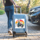 🏍️ Straattcartoonrijder Motorfiets Bewegingskunst Sticker (Koffer Insitu)