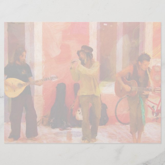 Straatuitvoerders die gezamenlijk instrumenten spe (Voorkant)