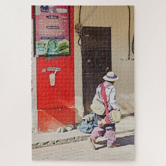 Straatverkoper bij Rode Muur Legpuzzel (Verticaal)