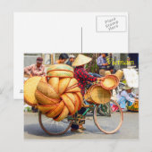 Straatverkoper op fiets verkoop basketware briefkaart (Voorkant / Achterkant)
