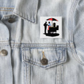 Straatverkoper Vierkante Button 5,1 Cm (In situ)