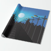 Straatverlichting en moon cadeaupapier (Uitgerold)