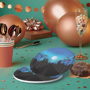 Straatverlichting en moon papieren bordje