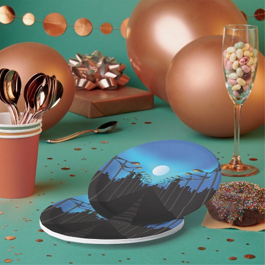 Straatverlichting en moon papieren bordje