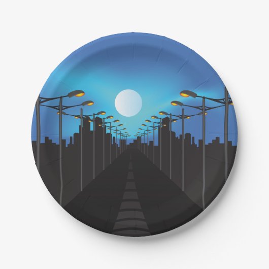 Straatverlichting en moon papieren bordje (Voorkant)