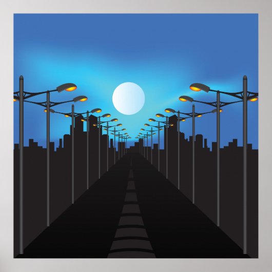 Straatverlichting en moon poster (Voorkant)