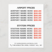 Straatverlichting, Taxibedrijf met Prijslijst Flyer (Achterkant)