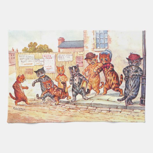 Straatvesten van Louis Wain Tea Towel Theedoek (Horizontaal)
