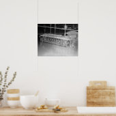 Straatwagen in overstroming, 1923. Oude foto Poster (Keuken)