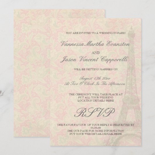 straatwedstrijd in de uitnodiging van Parijs (Voorkant / Achterkant)