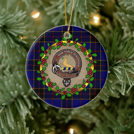 Strachan Badge & Tartan Gepersonaliseerde Kerstmis Keramisch Ornament (Boom)