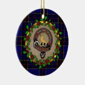 Strachan Badge & Tartan Gepersonaliseerde Kerstmis Keramisch Ornament (Rechts)