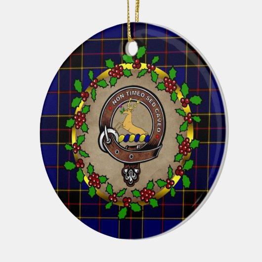 Strachan Badge & Tartan Gepersonaliseerde Kerstmis Keramisch Ornament (Links)