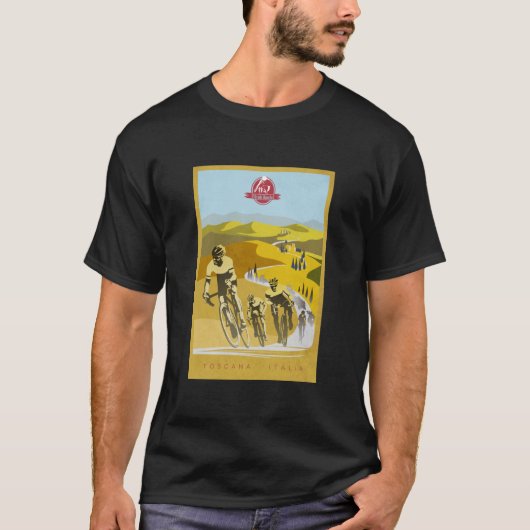 Strade Bianche Retro Cycling Art  T-shirt (Voorkant)