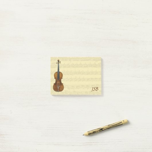 Stradivari Violin Bach Partita Manuscript Monogram Post-it® Notes (Op bureau)