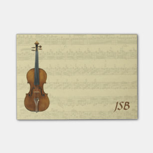 Stradivari Violin Bach Partita Manuscript Monogram Post-it® Notes