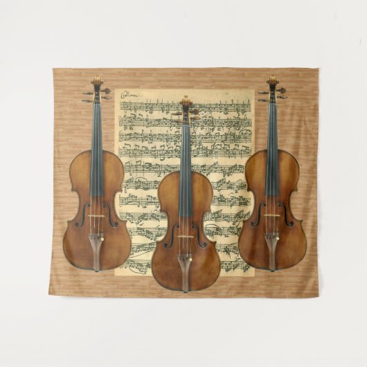 Stradivarius Violin Trio Bach Chaconne Manuscript Wandkleed (Voorkant (horizontaal))