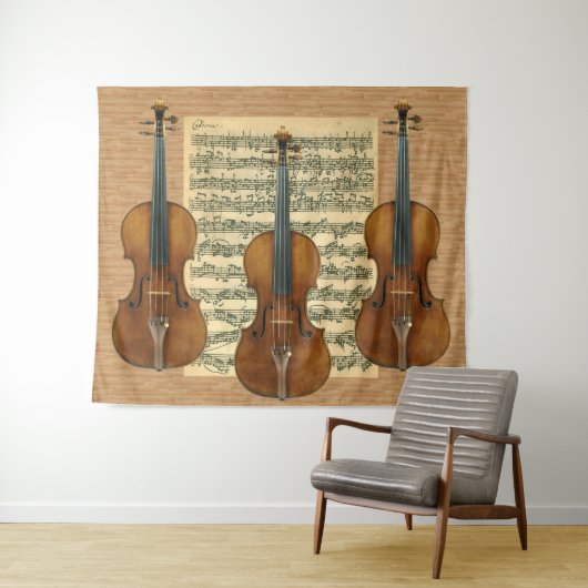 Stradivarius Violin Trio Bach Chaconne Manuscript Wandkleed (In Situ (horizontaal))