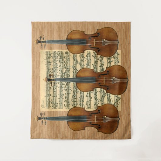 Stradivarius Violin Trio Bach Chaconne Manuscript Wandkleed (Voorkant)