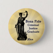 Strafrecht met Afstuderen Pet Ronde Button 5,7 Cm (Voorkant)