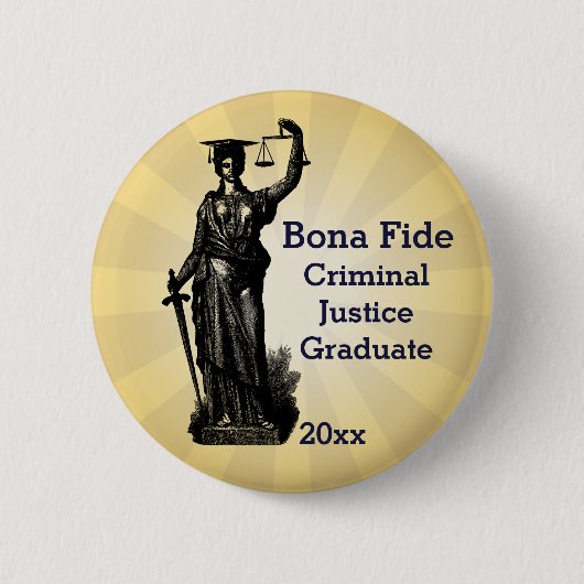 Strafrecht met Afstuderen Pet Ronde Button 5,7 Cm (Voorkant)