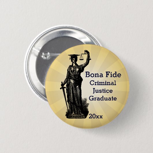 Strafrecht met Afstuderen Pet Ronde Button 5,7 Cm (Voorkant /achterkant)