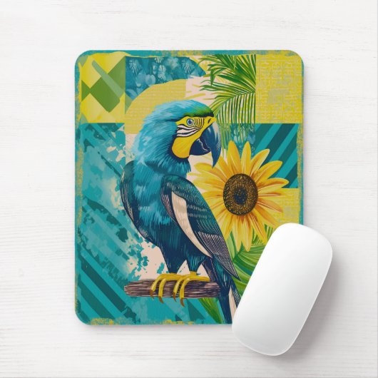 Strahlender Ara im Sonnenschein Muismat (Met muis)