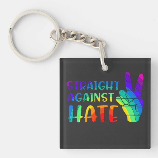 Straight Against Hate - LGBTQ+ Ally Pride Sleutelhanger (voorkant)