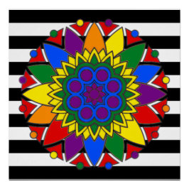 Straight Ally Flag Colors LGBT Support Mandala Poster