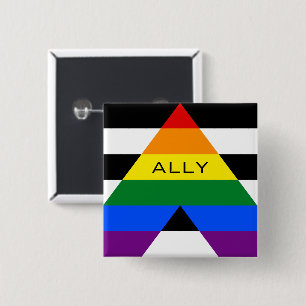 Straight Ally Pride Vierkante Button 5,1 Cm