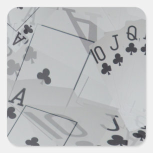 Straight Club Flush Poker Cards Pattern Vierkante Sticker