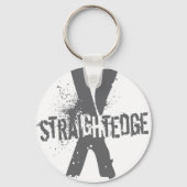 Straight Edge X donkergrijs Sleutelhanger (Voorkant)