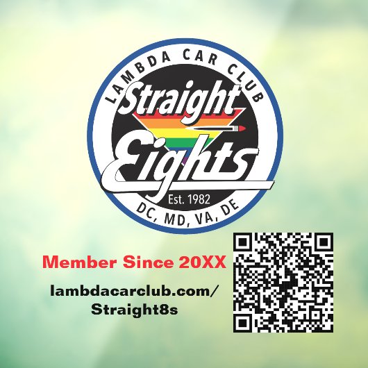 Straight Eights Window Cling 5x5 Raamsticker (Vel 3)