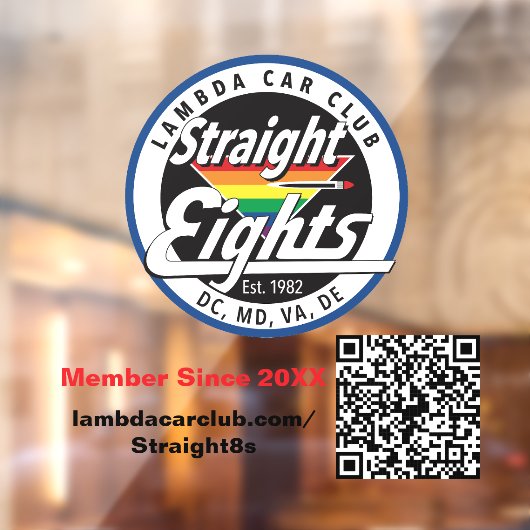 Straight Eights Window Cling 5x5 Raamsticker (Vel 2)