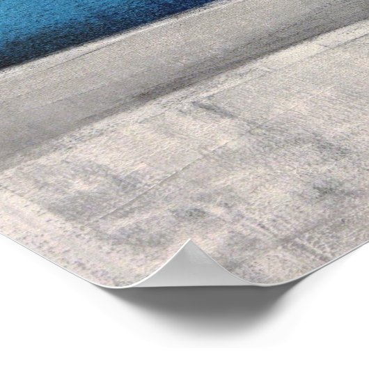 'Straight Forward' Blauwgroen en grijze Abstracte Poster (Hoek)