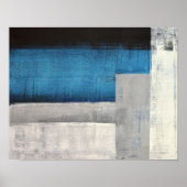 'Straight Forward' Blauwgroen en grijze Abstracte Poster (Voorkant)